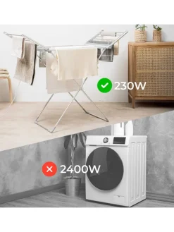 Elektrischer Wäscheständer in Grau - (B)148 x (H)112 x (T)54 cm