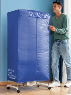 Elektrischer Wäschetrockner in Blau - (B)70 x (H)150 x (T)45 cm