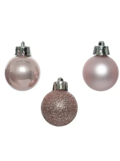 14er Set Baumkugeln bruchfest glänzend matt D: 3cm in rosa