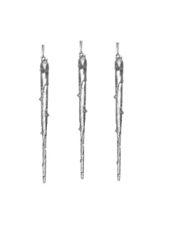 3er Set Baumschmuck Eiszapfen Glas Anhänger gefrostet in transparent