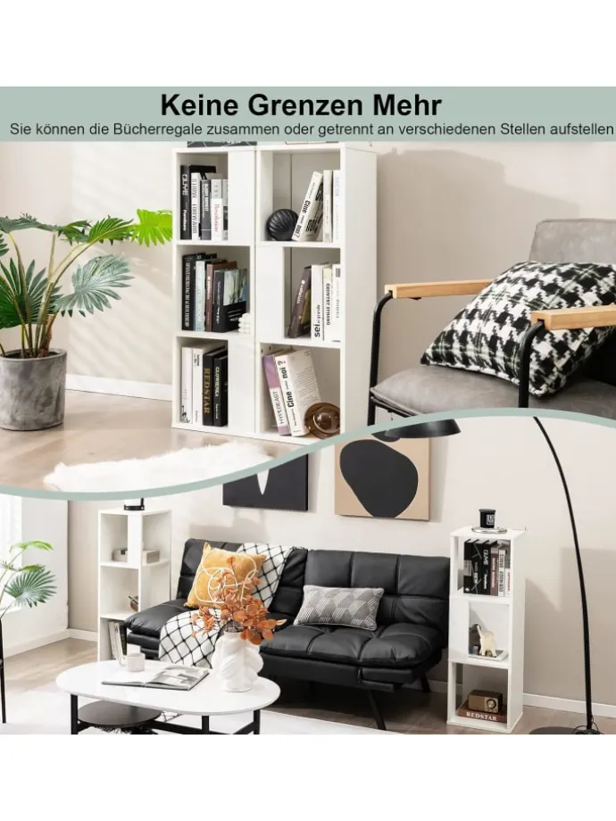 2er Set Bücherregal in Weiß