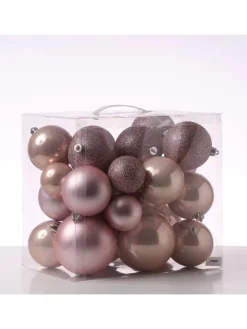 26er Set Christbaumkugel Weihnachtskugel bruchfest matt glänzend in rosa