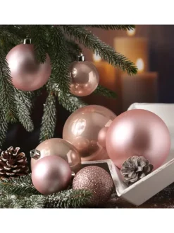 26er Set Christbaumkugel Weihnachtskugel bruchfest matt glänzend in rosa