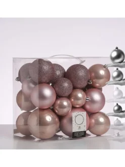 26er Set Christbaumkugel Weihnachtskugel bruchfest matt glänzend in rosa