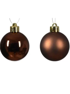 16er Set Christbaumkugeln Weihnachtskugeln bruchfest D: 4cm in braun