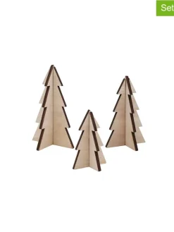 3er Set: Dekofiguren "Tannenbäume" in Hellbraun