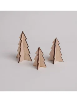 3er Set: Dekofiguren "Tannenbäume" in Hellbraun