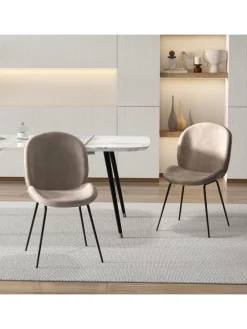 2er Set Esszimmerstühle in Hellbraun