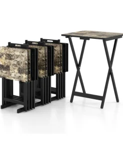 4er Set Gartentisch klappbar in Schwarz