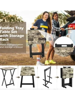 4er Set Gartentisch klappbar in Schwarz