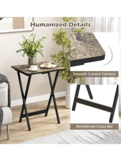 4er Set Gartentisch klappbar in Schwarz