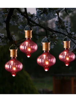 4er Set LED Solar Glühbirnen orient H: 11,7cm in pink
