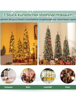 3er Set LED Weihnachtsbaum Künstlich 120+150+180cm in Grün