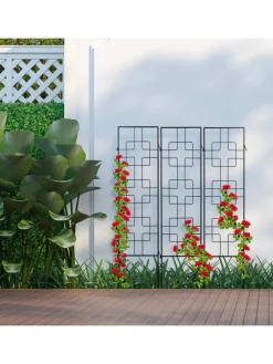 3er Set Rankgitter in Schwarz - (H)122 cm