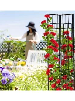 3er Set Rankgitter in Schwarz - (H)122 cm