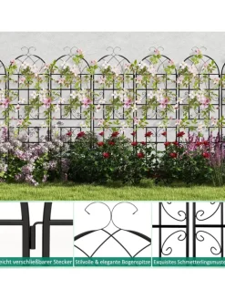 2er Set Rankgitter Metall 180x50cm in Schwarz