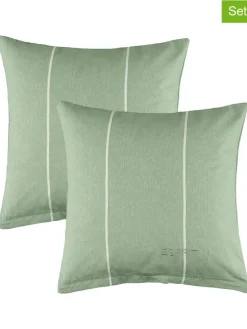 2er- Set: Renforcé-Kissenhüllen "E-Harp" in Hellgrün