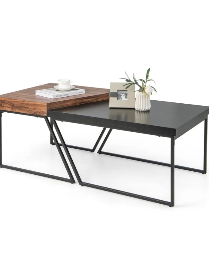 2er Set Satztisch in Schwarz