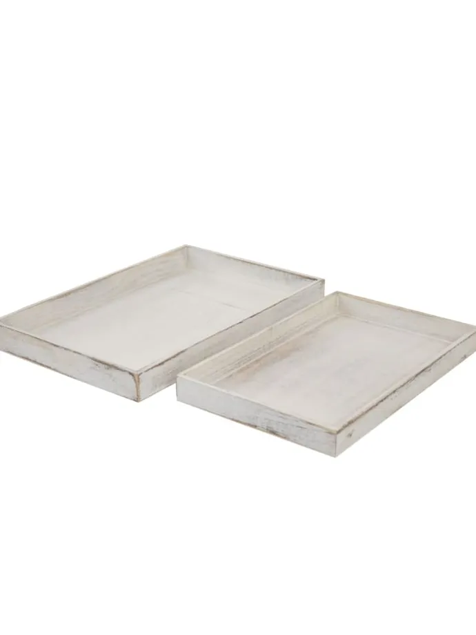 2er Set Serviertablett im Shabby-Look, Weiß