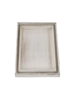 2er Set Serviertablett im Shabby-Look, Weiß