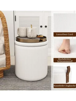 2er Set Sitzhocker mit Stauraum 25L / 40L in Beige