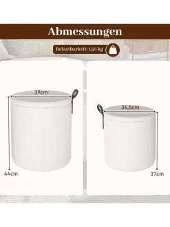 2er Set Sitzhocker mit Stauraum 25L / 40L in Beige