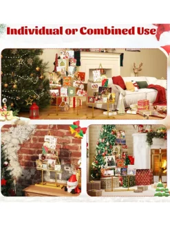 2er Set Weihnachtsbaum Kartenhalter 76 + 112,5 cm in Gold