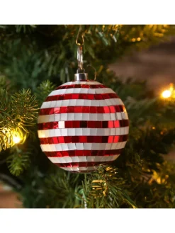 6er Set Weihnachtsbaumkugel Discokugel Spiegelkugel D: 8cm in rot, weiß