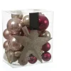 33er Set Weihnachtskugeln mit Stern Baumspitze bruchfest pink, rosa