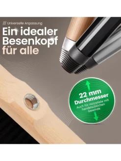 2er Set Zimmerbesen mit Stiel FEINE KUNSTBORSTEN Besen weiche Borsten in Braun