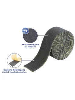 2er-Set: Antirutsch-Teppichbänder in Grau - (L)200 x (B)4 cm