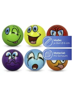 6er-Set: Anti-Stress-Bälle in Bunt - Ø 6 cm