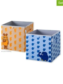 2er-Set: Aufbewahrungsboxen "Maus" in Blau/ Orange - (B)30 x (H)30 x (T)30 cm