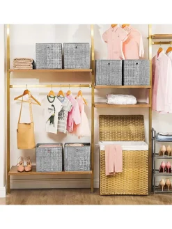 6er-Set: Aufbewahrungsboxen in Grau - (B)30 x (H)30 x (T)30 cm