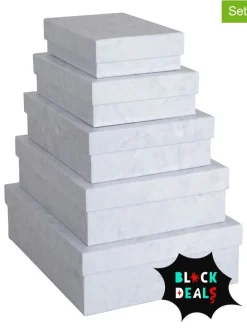 5er-Set: Aufbewahrungsboxen "Cindy" in Hellgrau