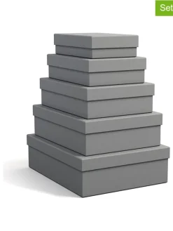 5er-Set: Aufbewahrungsboxen "Cindy" in Grau