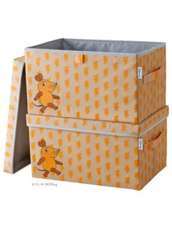 2er-Set: Aufbewahrungsboxen "Mau" in Orange - (B)37 x (H)21 x (T)25 cm