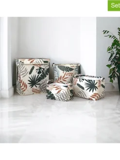 4er-Set: Aufbewahrungskörbe in Grün/ Braun/ Weiß