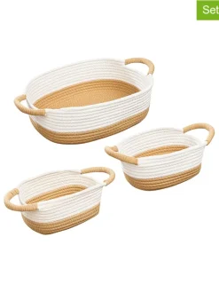 2er-Set. Aufbewahrungskörbe in Weiß/ Hellbraun