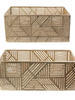 2er-Set: Aufbewahrungskörbe in Gold