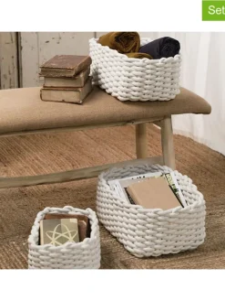 3er-Set: Aufbewahrungskörbe in Weiß