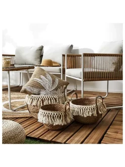 3er-Set: Aufbewahrungskörbe in Natur/ Creme