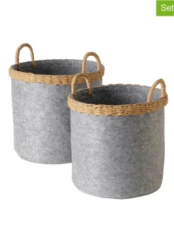 2er-Set: Aufbewahrungskörbe "Nilo" in Hellgrau/ Natur
