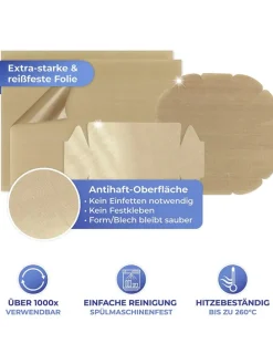 4er-Set: Backfolien-Zuschnitte in Hellbraun