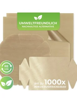 4er-Set: Backfolien-Zuschnitte in Hellbraun