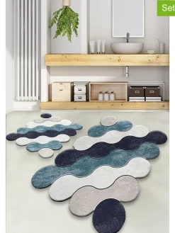 2er-Set: Badvorleger "Circle" in Blau