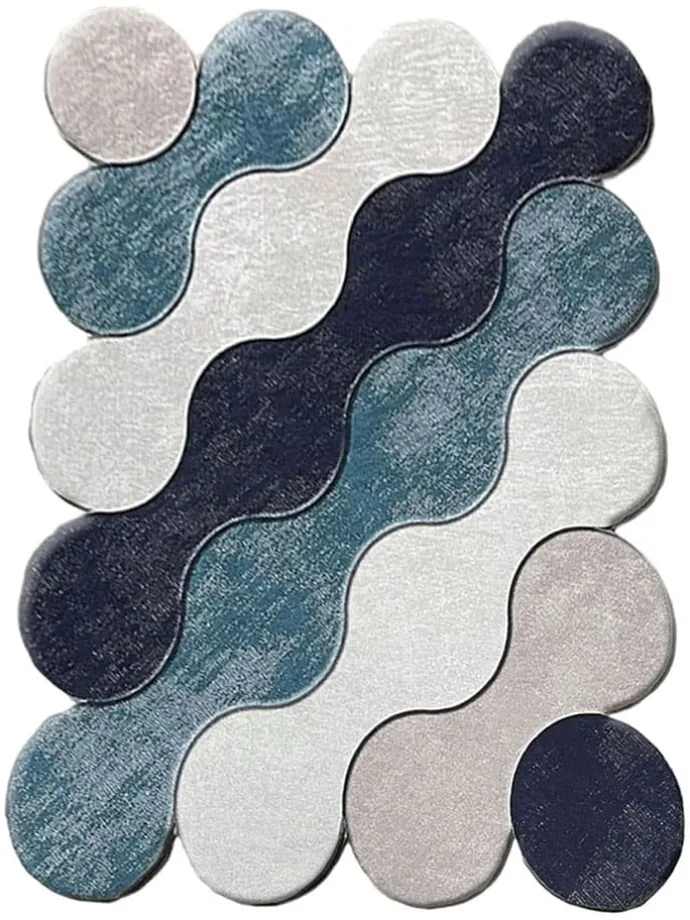 2er-Set: Badvorleger "Circle" in Blau