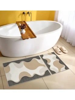 2er-Set: Badvorleger in Beige/ Grau/ Weiß