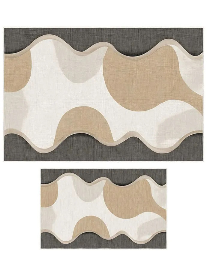 2er-Set: Badvorleger in Beige/ Grau/ Weiß