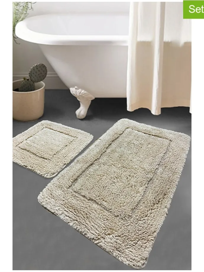 2er-Set: Badvorleger in Beige